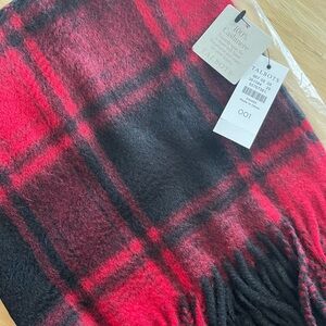 Talbots Vibrant Red and Black Cashmere Scarf